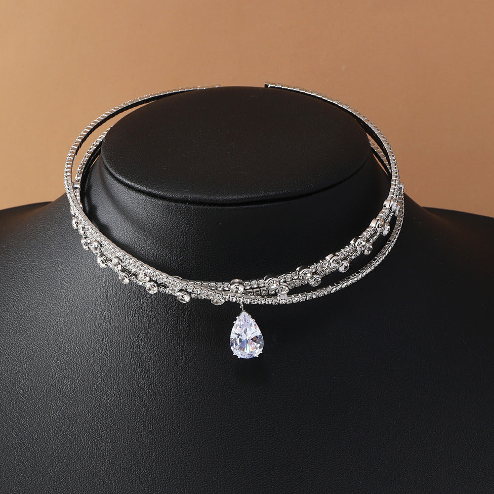 Rhinestone Zircon Drop Choker Necklace/Headband