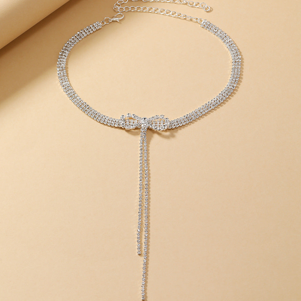 Bow Rhinestone Necklace Choker