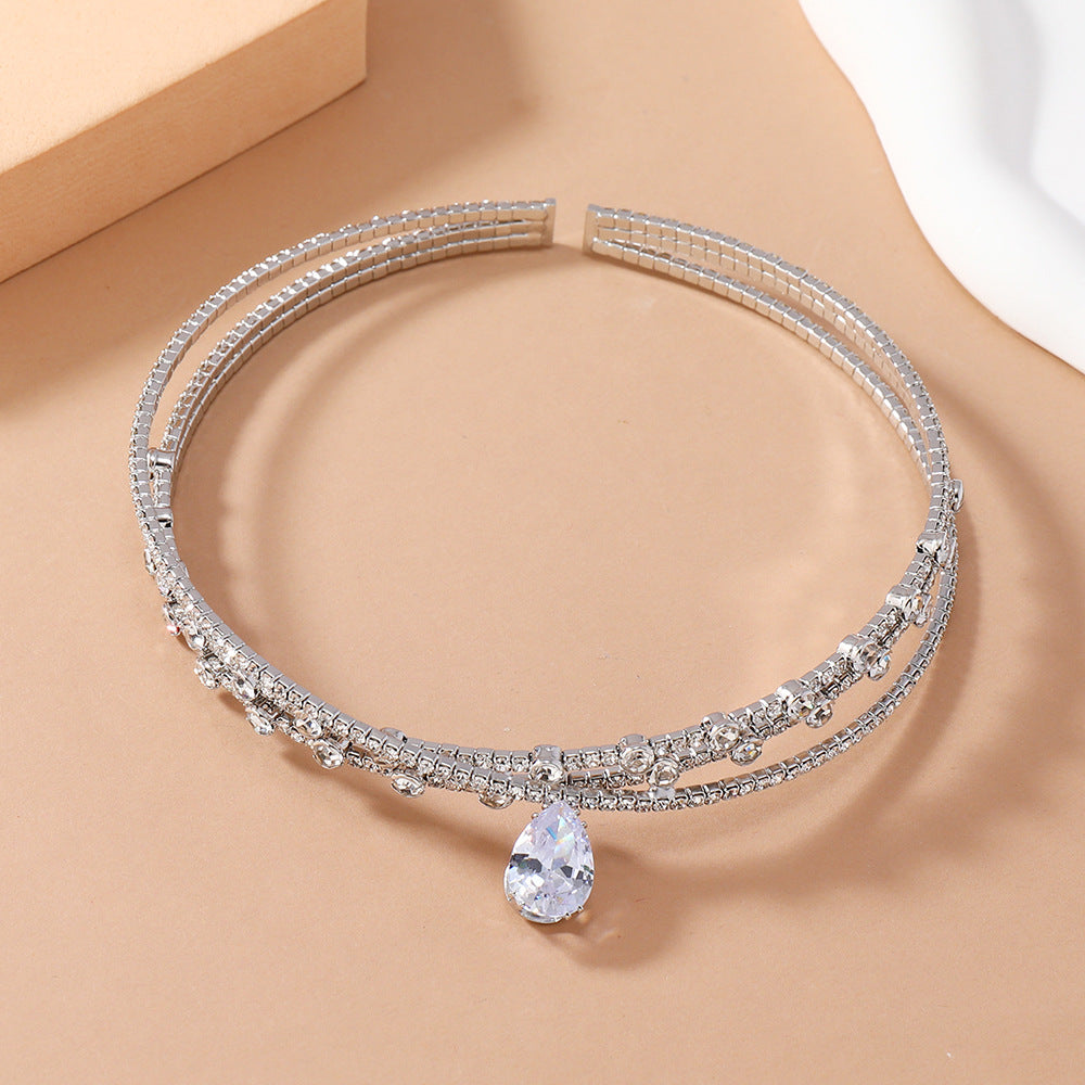 Rhinestone Zircon Drop Choker Necklace/Headband