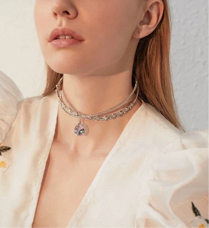 Rhinestone Zircon Drop Choker Necklace/Headband