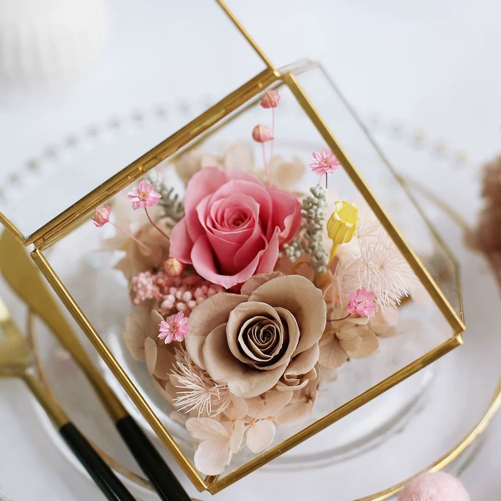 Forever Blooming Rose Arrangement in Elegant Glass Box