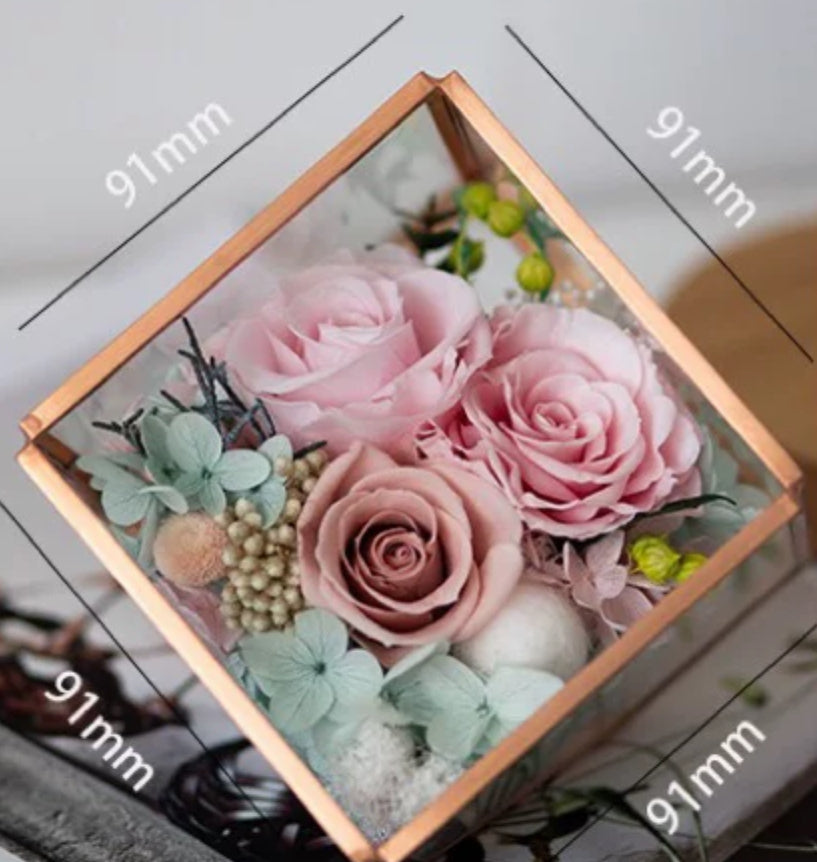 Forever Blooming Rose Arrangement in Elegant Glass Box