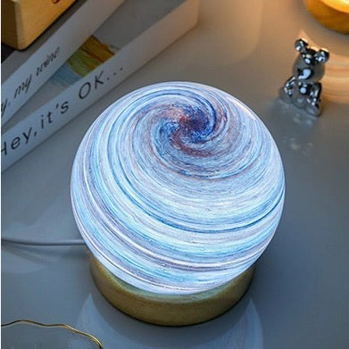 Starry Sky Glass LED Night Lamp - Enchanting Bedside Decor with Gift Packaging