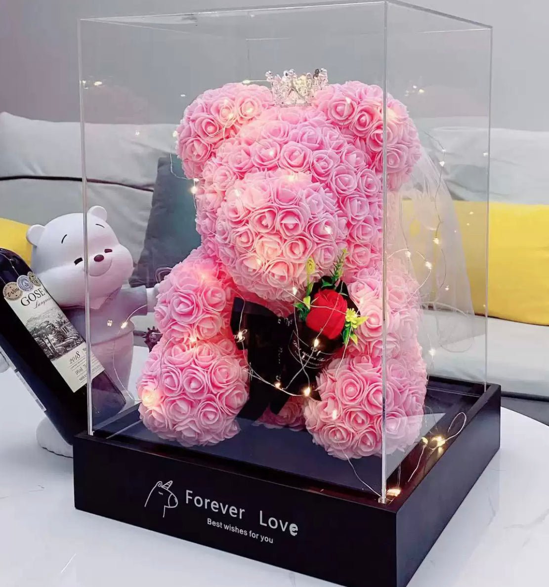 520 Eternal Flower Rose Bear Delight Box with Gift Packaging - Bewell Home