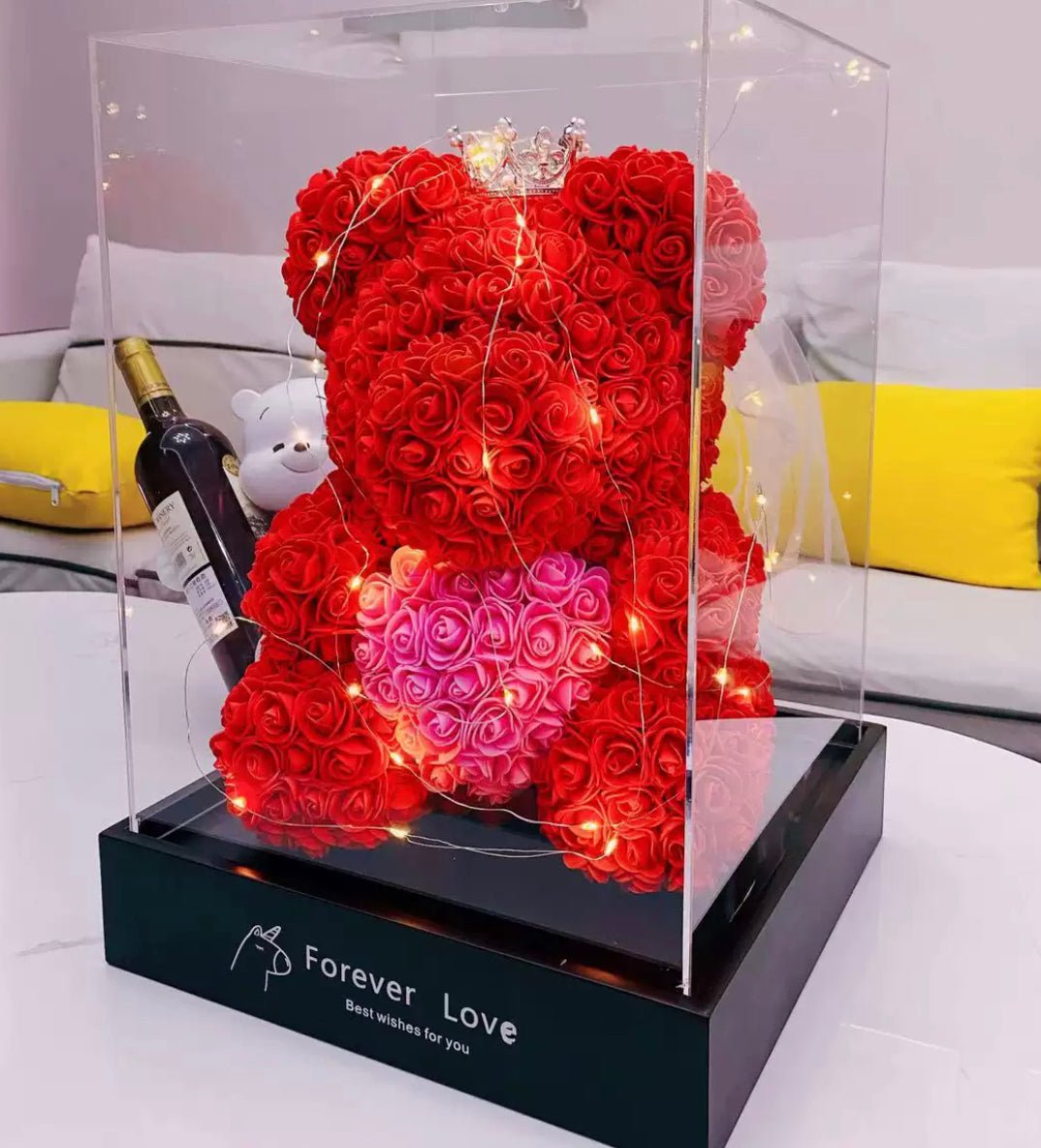 520 Eternal Flower Rose Bear Delight Box with Gift Packaging - Bewell Home