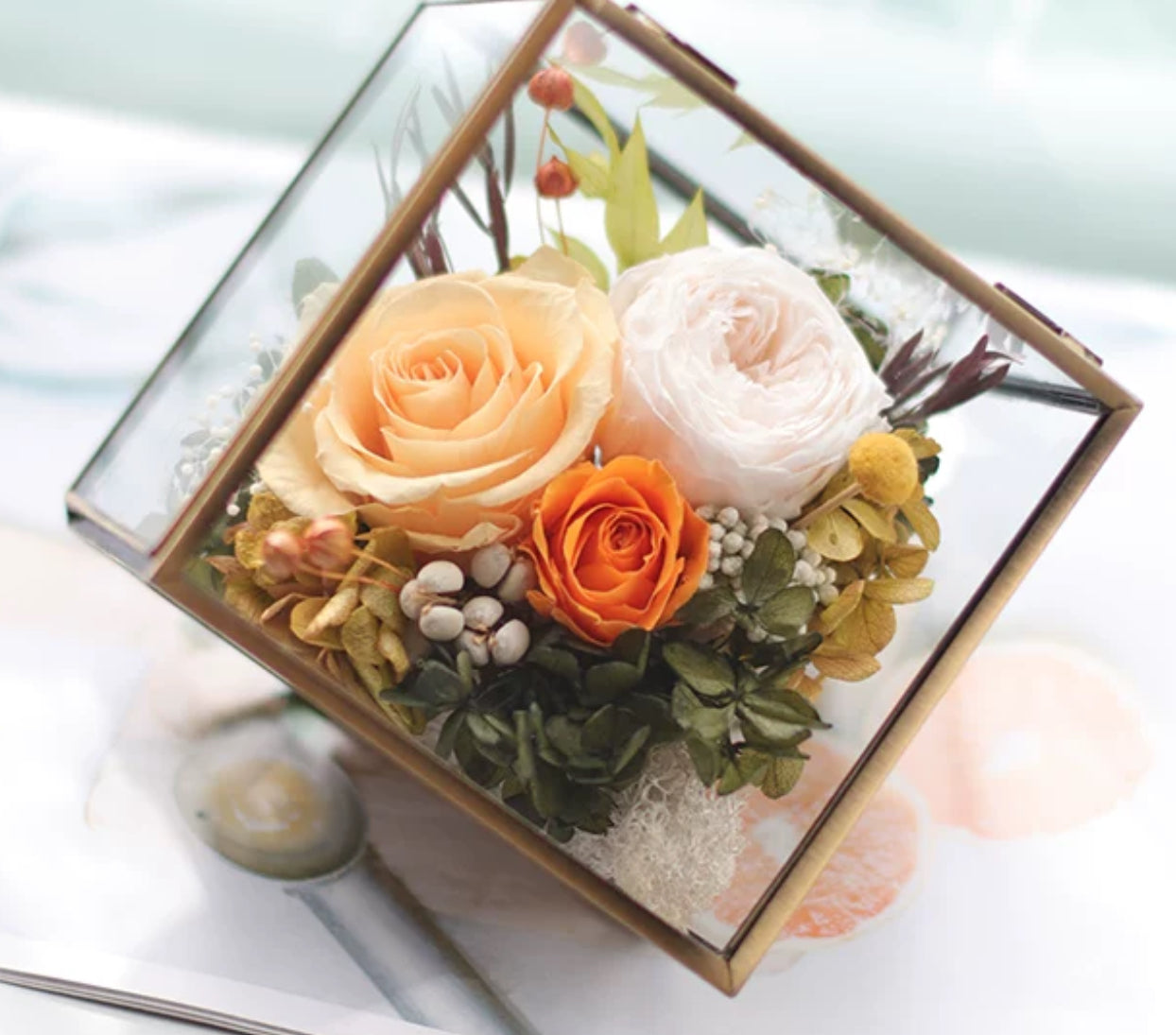 Forever Blooming Rose Arrangement in Elegant Glass Box