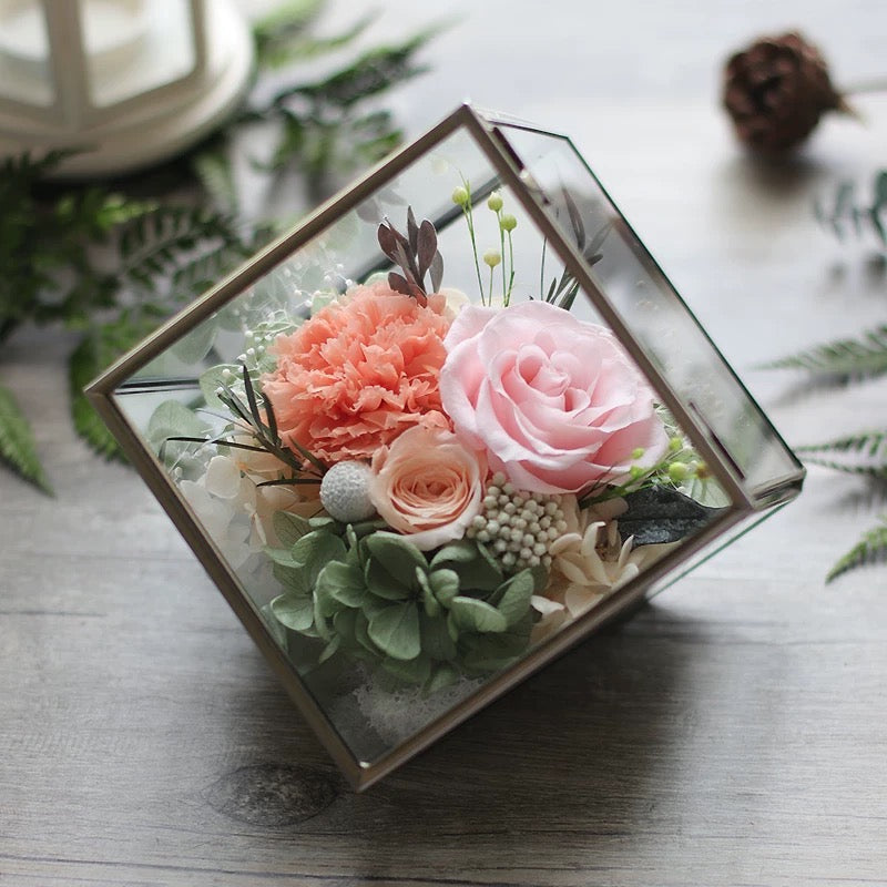 Forever Blooming Rose Arrangement in Elegant Glass Box