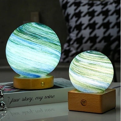 Starry Sky Glass LED Night Lamp - Enchanting Bedside Decor with Gift Packaging