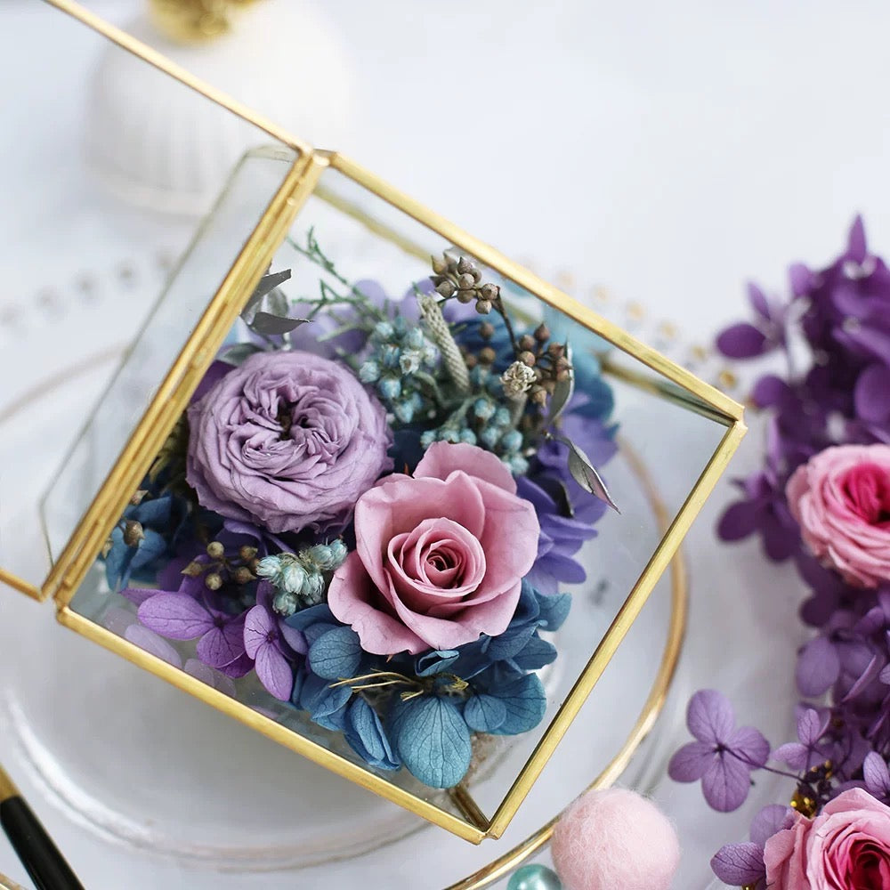 Forever Blooming Rose Arrangement in Elegant Glass Box