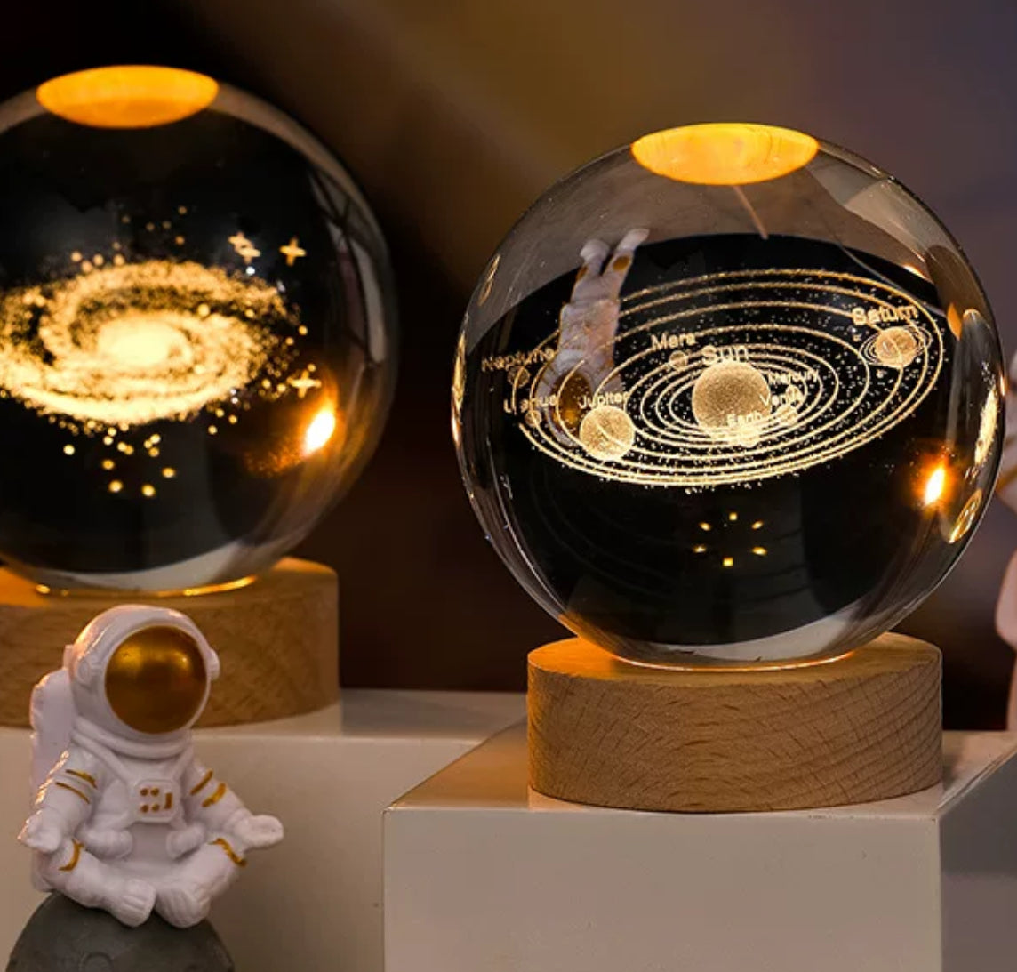 Celestial LED Glass Night Lamp with Starry Sky Effect