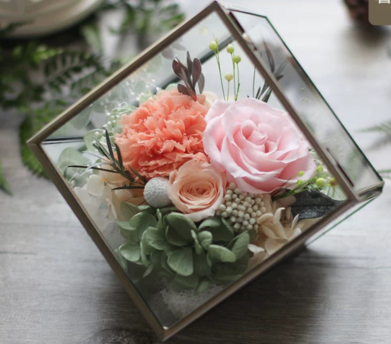 Forever Blooming Rose Arrangement in Elegant Glass Box