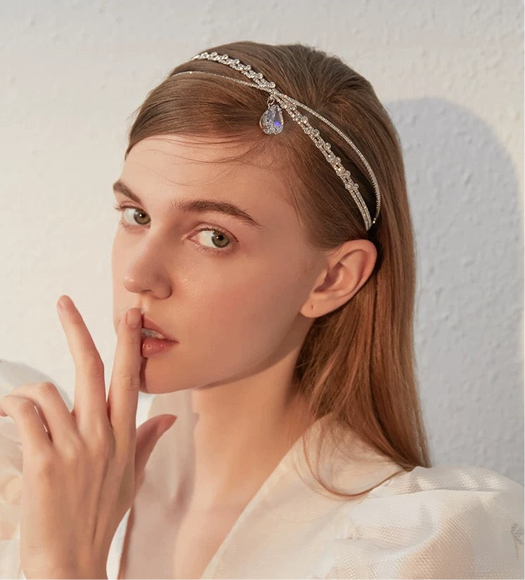 Rhinestone Zircon Drop Choker Necklace/Headband