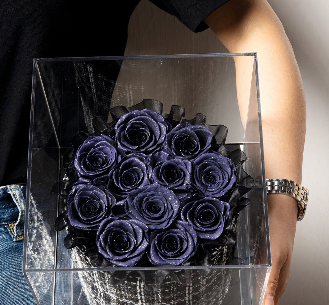 Eternal Flower Rose Bucket with Acrylic Gift Box