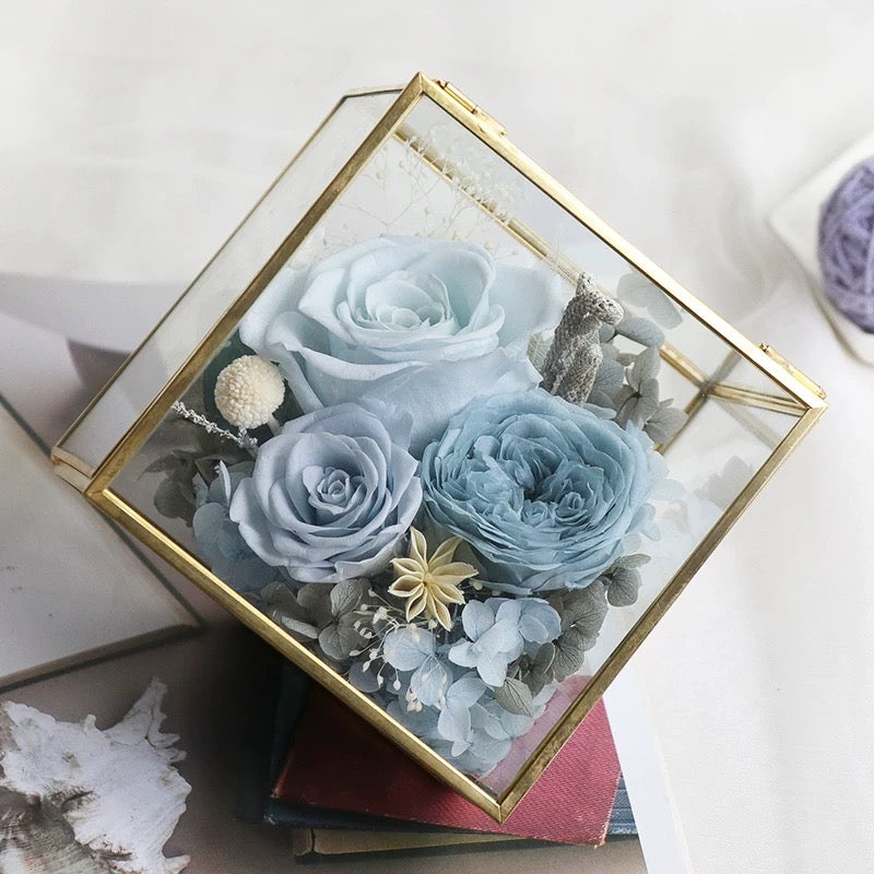 Forever Blooming Rose Arrangement in Elegant Glass Box