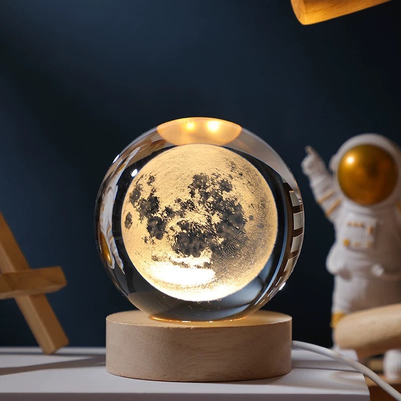 Celestial LED Glass Night Lamp with Starry Sky Effect