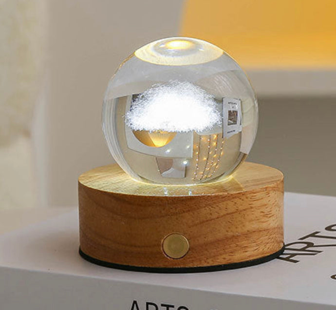 Celestial LED Glass Night Lamp with Starry Sky Effect.