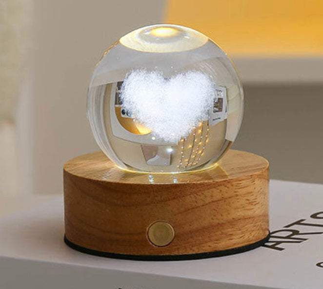 Celestial LED Glass Night Lamp with Starry Sky Effect.