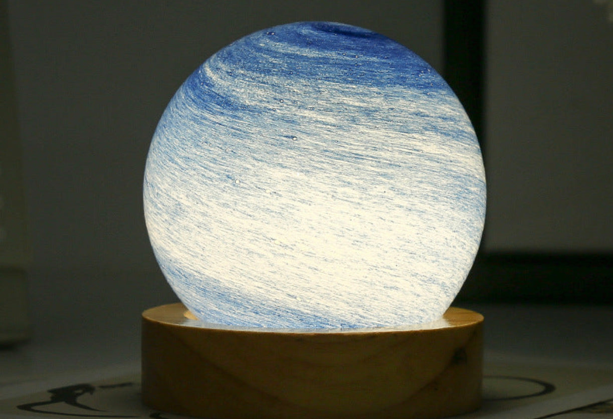 Starry Sky Glass LED Night Lamp - Enchanting Bedside Decor with Gift Packaging