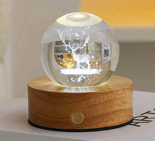 Celestial LED Glass Night Lamp with Starry Sky Effect.