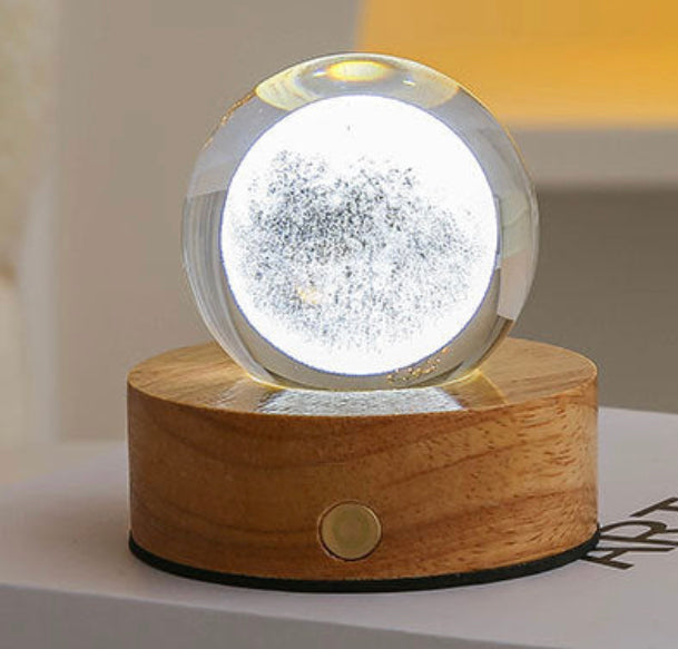 Celestial LED Glass Night Lamp with Starry Sky Effect.