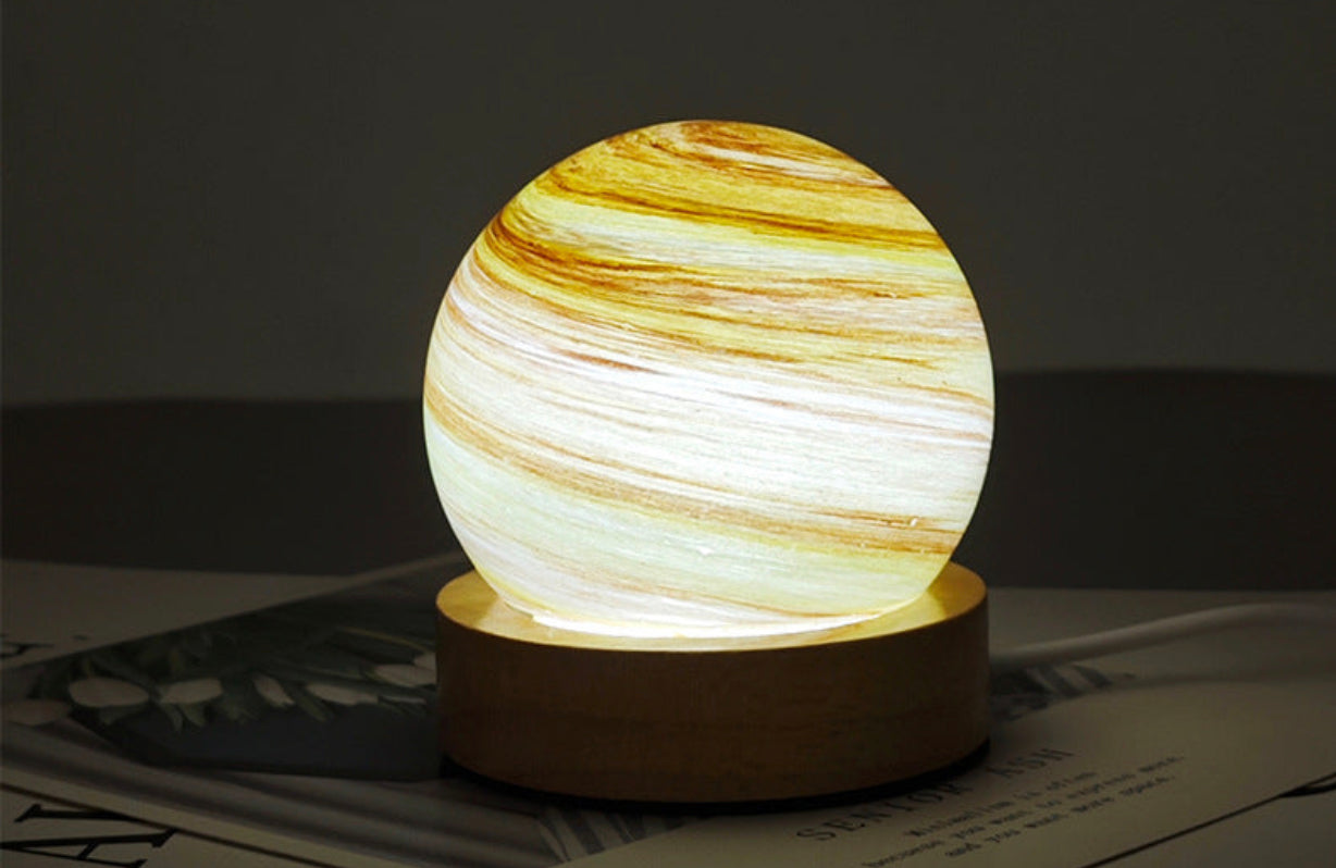 Starry Sky Glass LED Night Lamp - Enchanting Bedside Decor with Gift Packaging