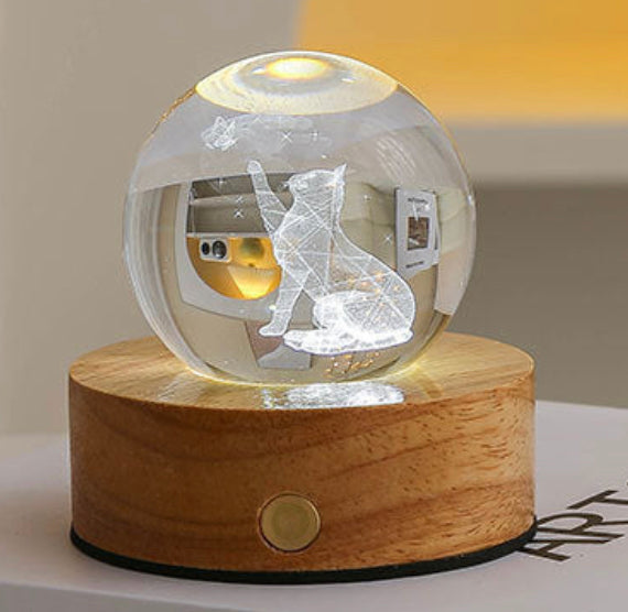 Celestial LED Glass Night Lamp with Starry Sky Effect