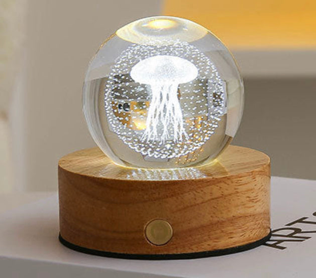 Celestial LED Glass Night Lamp with Starry Sky Effect