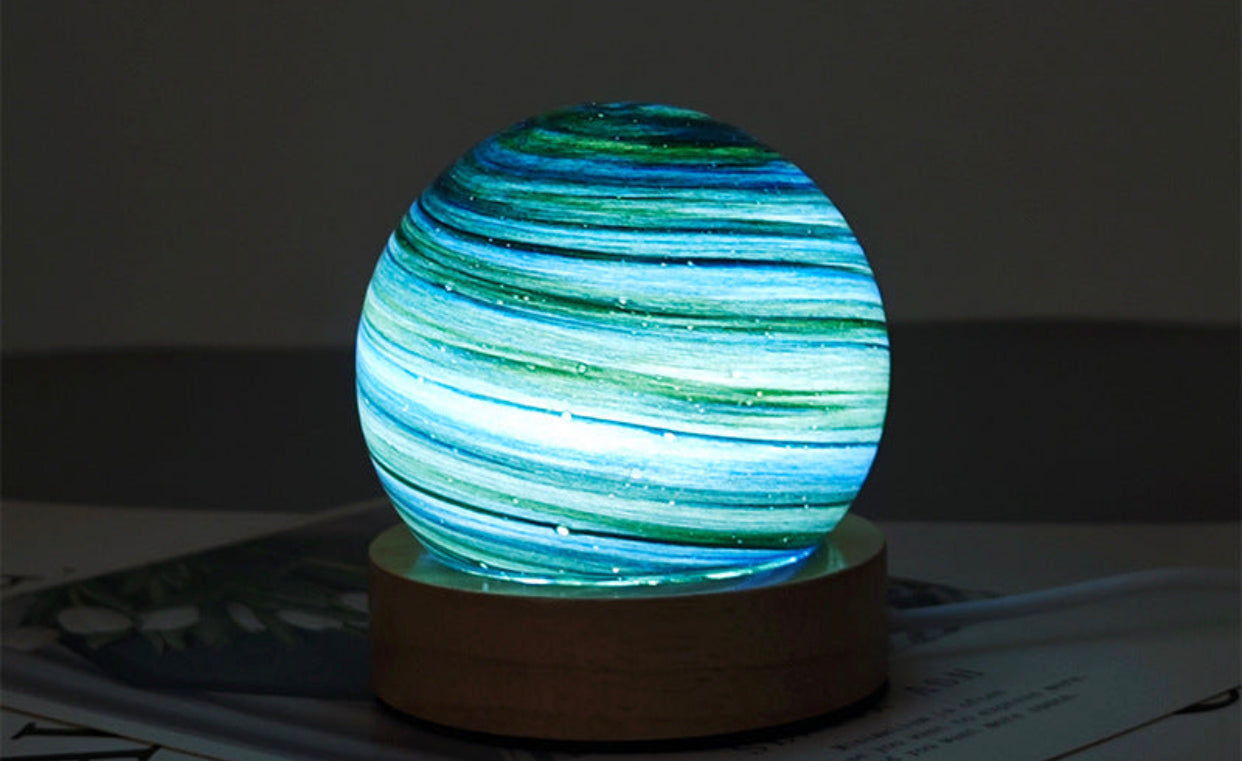 Starry Sky Glass LED Night Lamp - Enchanting Bedside Decor with Gift Packaging