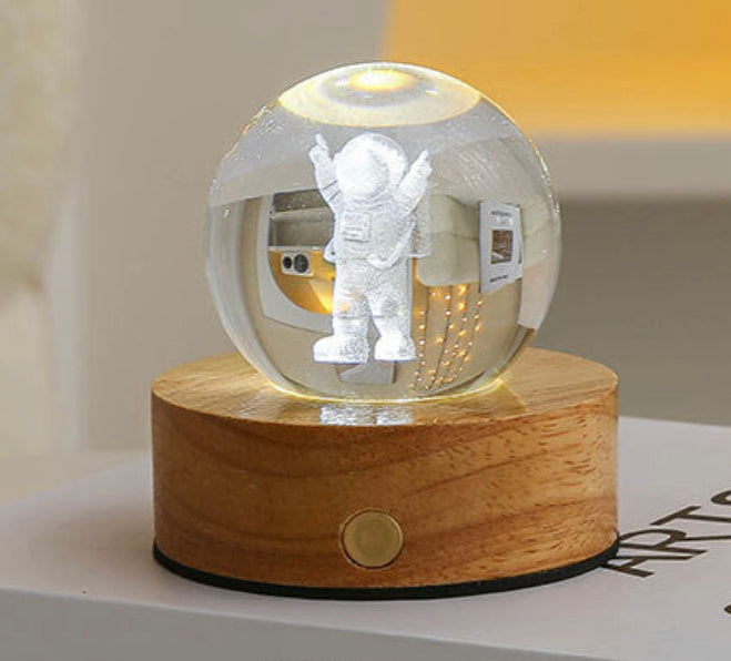 Celestial LED Glass Night Lamp with Starry Sky Effect.