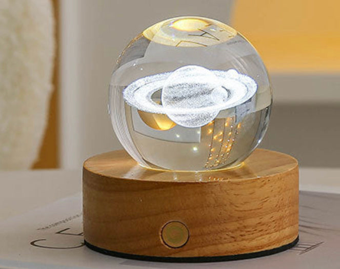 Celestial LED Glass Night Lamp with Starry Sky Effect.