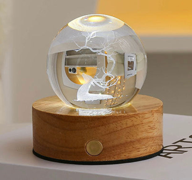 Celestial LED Glass Night Lamp with Starry Sky Effect