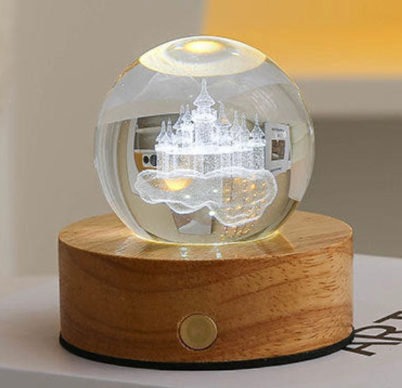 Celestial LED Glass Night Lamp with Starry Sky Effect