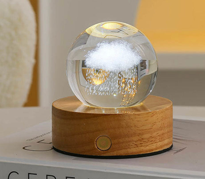 Celestial LED Glass Night Lamp with Starry Sky Effect.