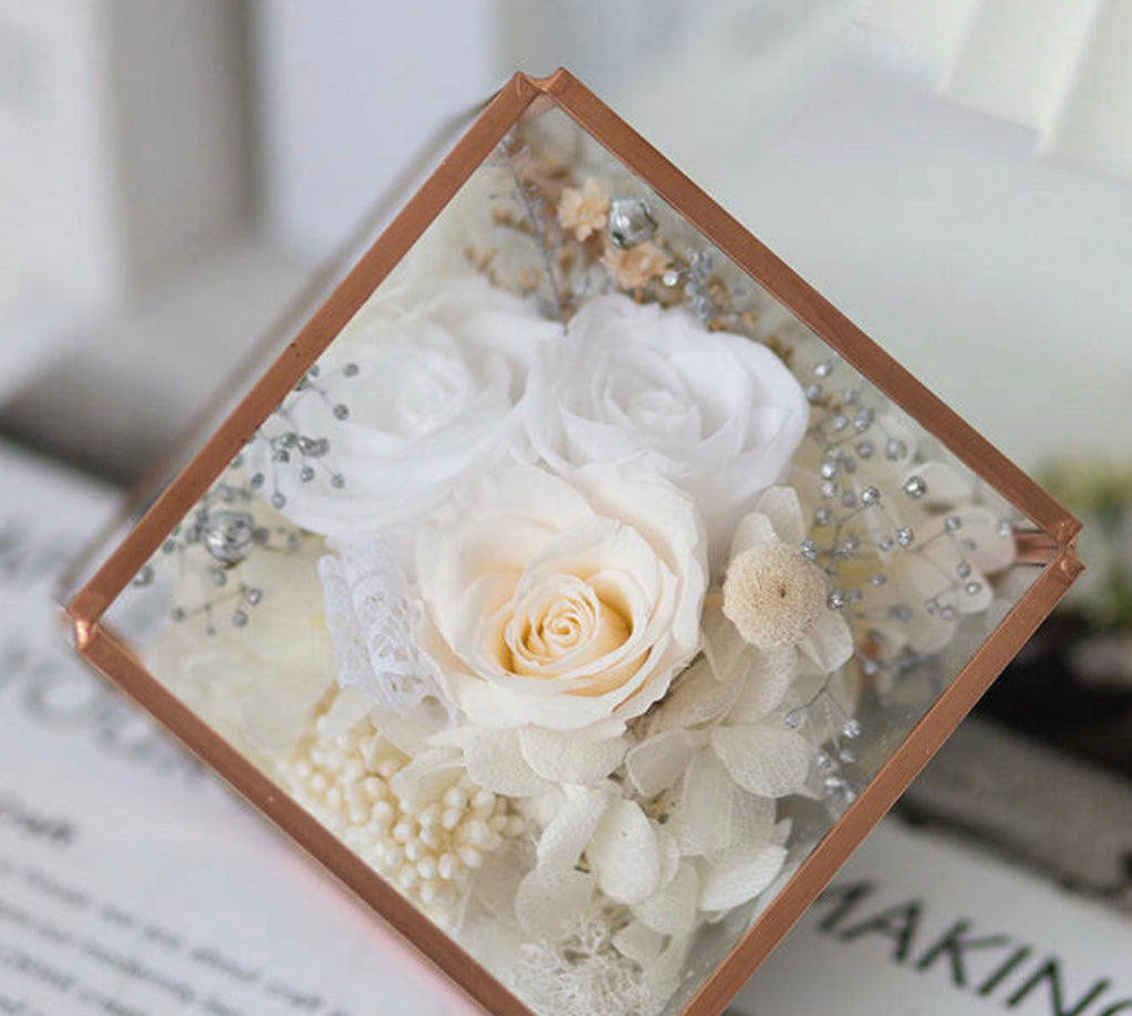 Forever Blooming Rose Arrangement in Elegant Glass Box