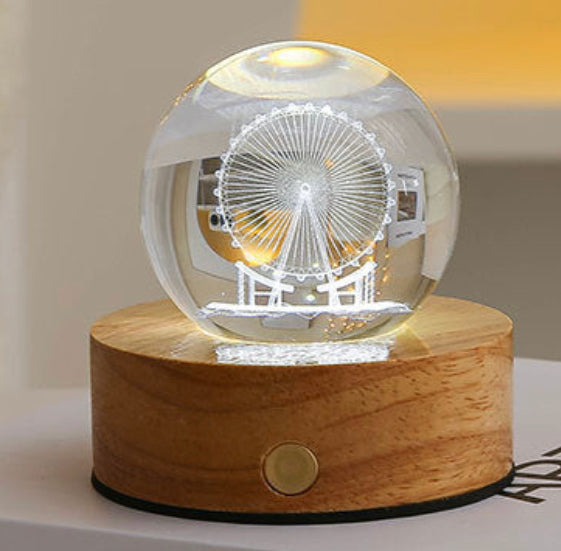 Celestial LED Glass Night Lamp with Starry Sky Effect