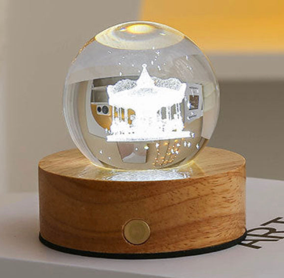 Celestial LED Glass Night Lamp with Starry Sky Effect