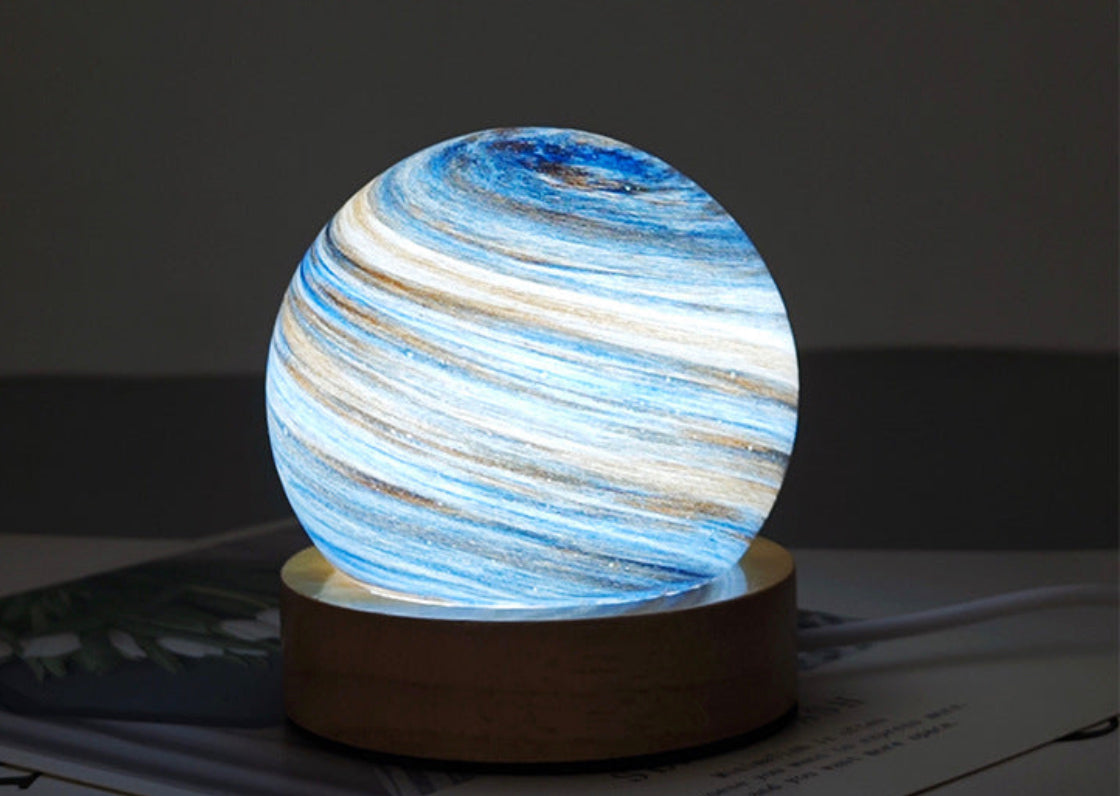 Starry Sky Glass LED Night Lamp - Enchanting Bedside Decor with Gift Packaging