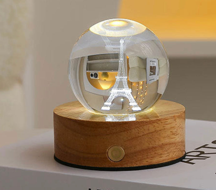 Celestial LED Glass Night Lamp with Starry Sky Effect.