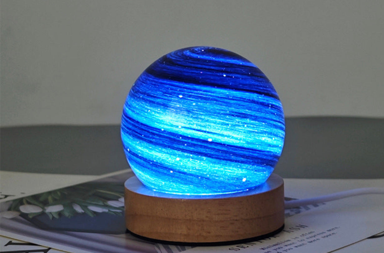 Starry Sky Glass LED Night Lamp - Enchanting Bedside Decor with Gift Packaging