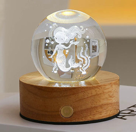 Celestial LED Glass Night Lamp with Starry Sky Effect