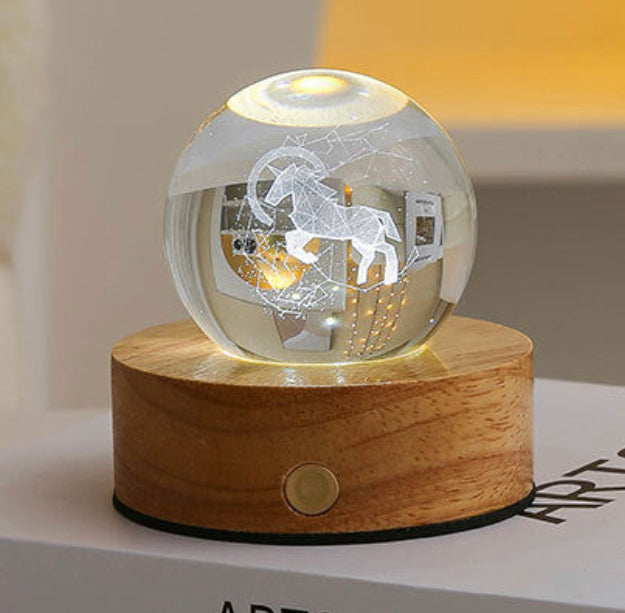 Celestial LED Glass Night Lamp with Starry Sky Effect