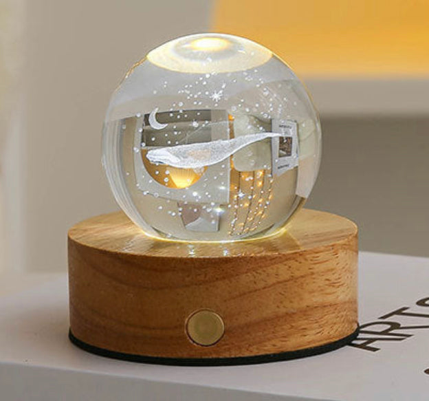 Celestial LED Glass Night Lamp with Starry Sky Effect