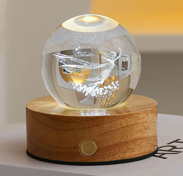 Celestial LED Glass Night Lamp with Starry Sky Effect