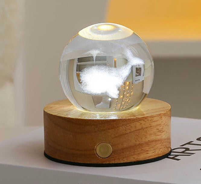 Celestial LED Glass Night Lamp with Starry Sky Effect.