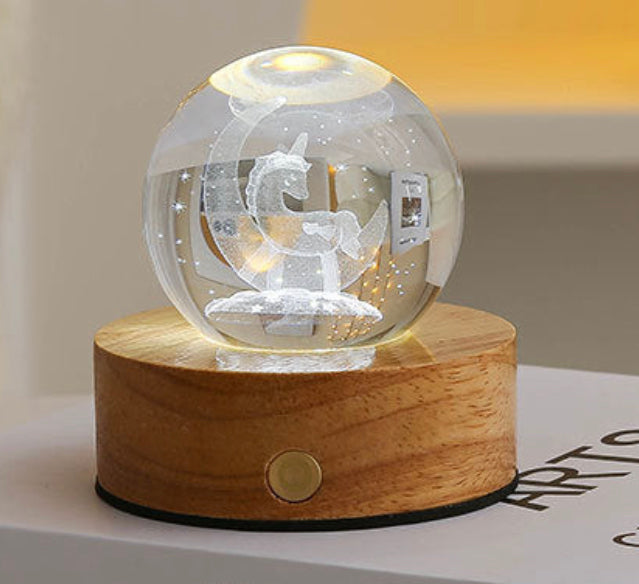 Celestial LED Glass Night Lamp with Starry Sky Effect