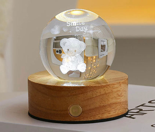 Celestial LED Glass Night Lamp with Starry Sky Effect