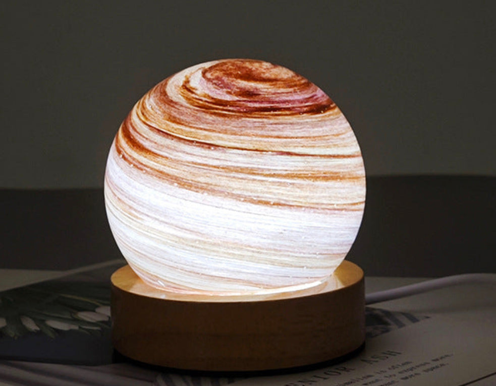 Starry Sky Glass LED Night Lamp - Enchanting Bedside Decor with Gift Packaging