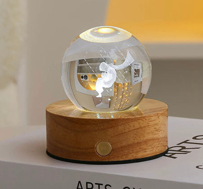 Celestial LED Glass Night Lamp with Starry Sky Effect.