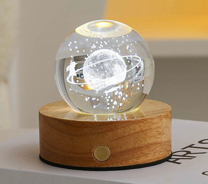 Celestial LED Glass Night Lamp with Starry Sky Effect.