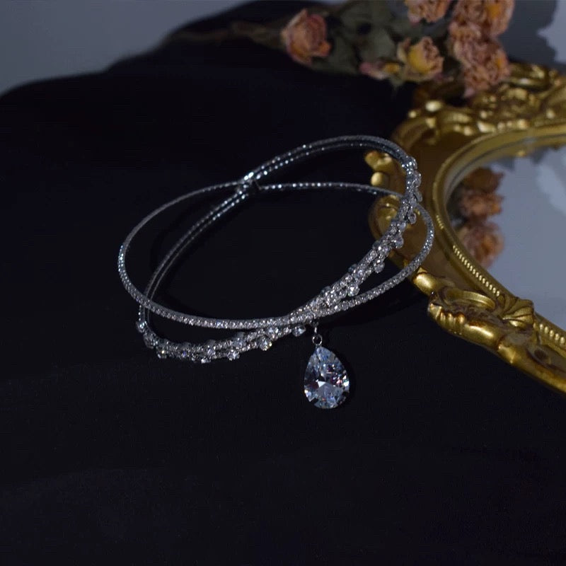 Rhinestone Zircon Drop Choker Necklace/Headband